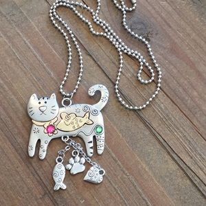 Cat necklace on 30" chain.
